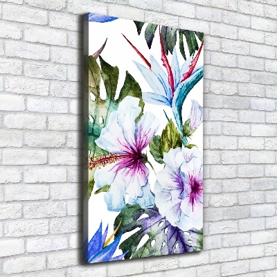 Verticaal canvasschilderij Hawaiiaanse bloemen