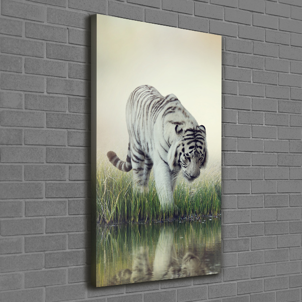 Verticaal schilderij op canvas Witte tijger