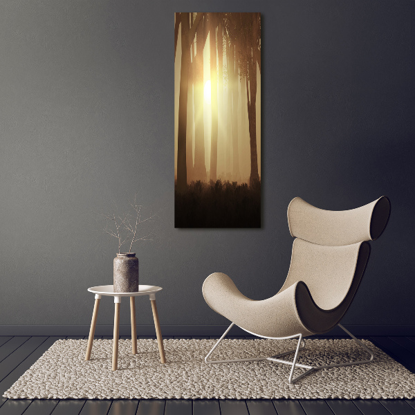 Verticaal canvasschilderij Mist in het bos
