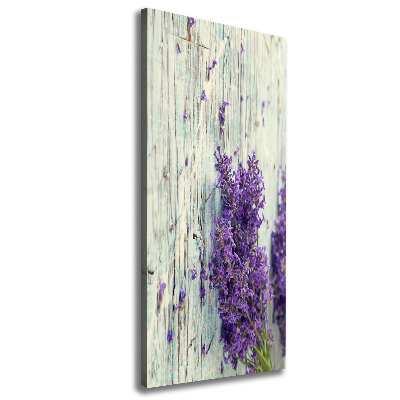 Verticaal canvasschilderij Lavendel op hout