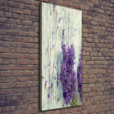 Verticaal canvasschilderij Lavendel op hout