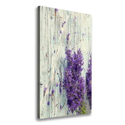 Verticaal canvasschilderij Lavendel op hout