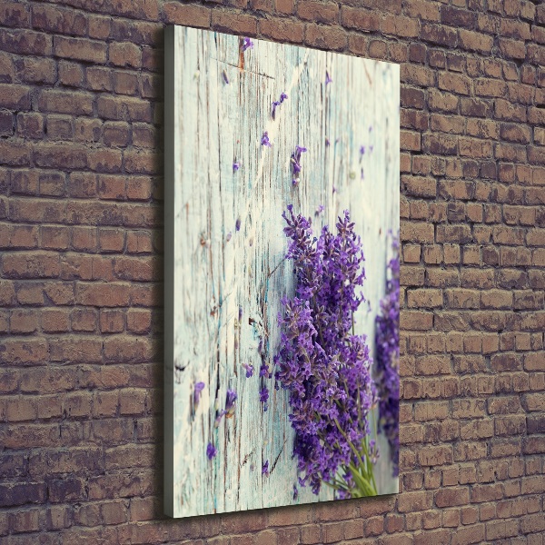 Verticaal canvasschilderij Lavendel op hout