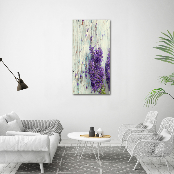 Verticaal canvasschilderij Lavendel op hout