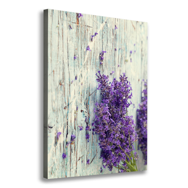 Verticaal canvasschilderij Lavendel op hout