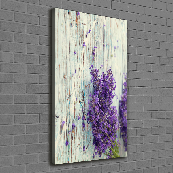 Verticaal canvasschilderij Lavendel op hout