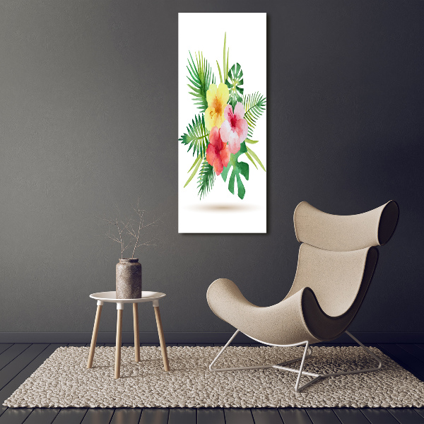 Verticaal canvasschilderij Hawaiiaanse bloemen