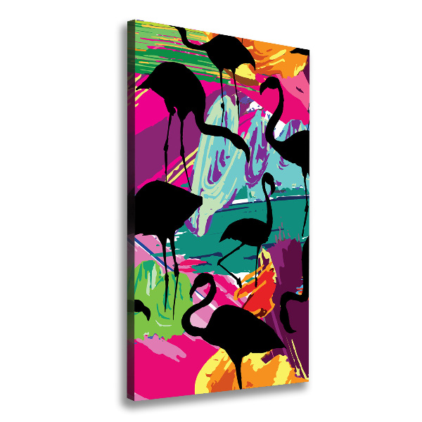 Verticaal canvasschilderij Flamingo's