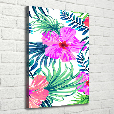 Verticaal schilderij op canvas Hawaiiaanse bloemen