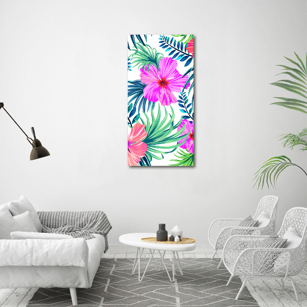 Verticaal schilderij op canvas Hawaiiaanse bloemen