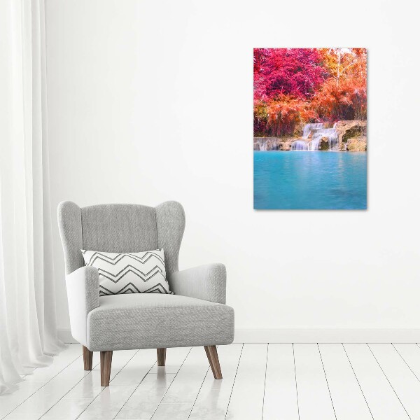 Verticale canvasfoto Waterval in het bos