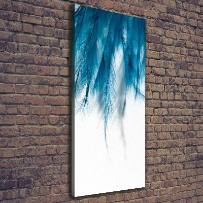 Verticaal canvasschilderij Blauwe veren