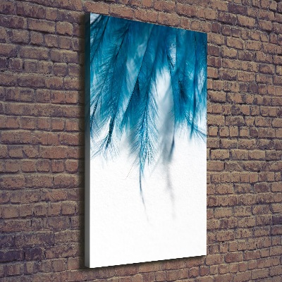 Verticaal canvasschilderij Blauwe veren