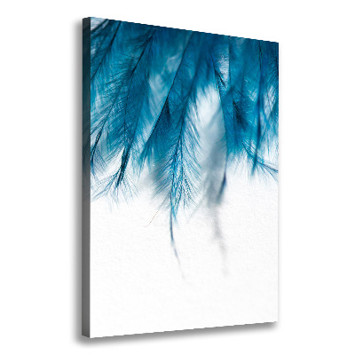 Verticaal canvasschilderij Blauwe veren