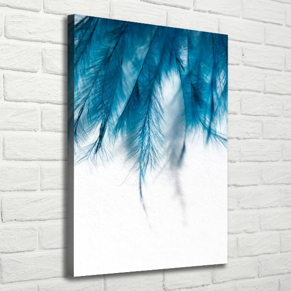 Verticaal canvasschilderij Blauwe veren