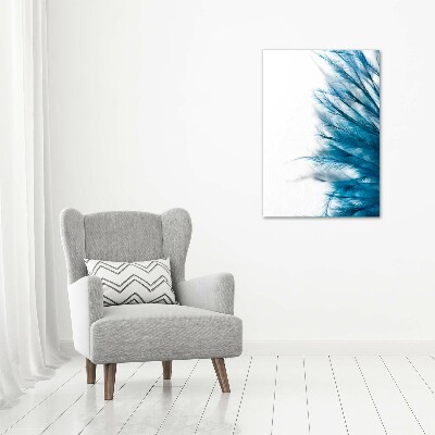 Verticaal canvasschilderij Blauwe veren