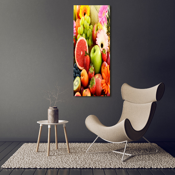 Verticale foto op canvas Vruchten en bloemen