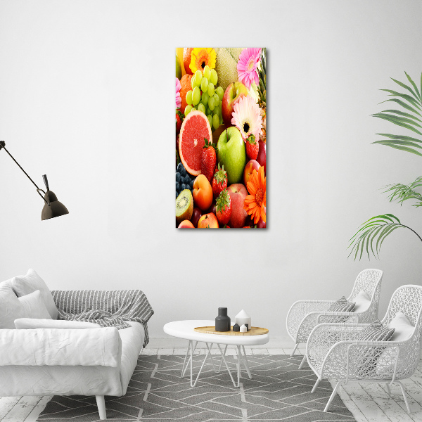 Verticale foto op canvas Vruchten en bloemen