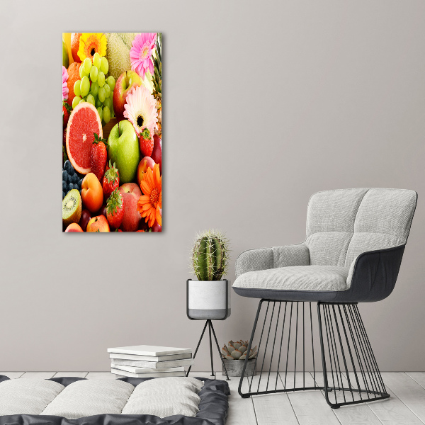Verticale foto op canvas Vruchten en bloemen