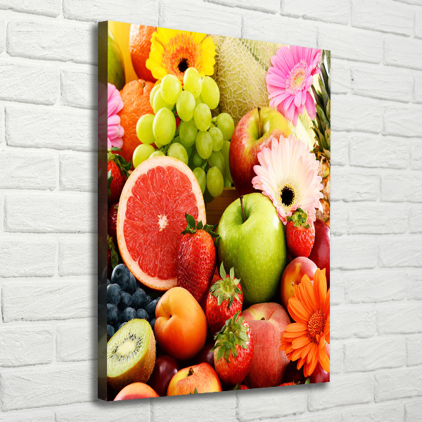 Verticale foto op canvas Vruchten en bloemen