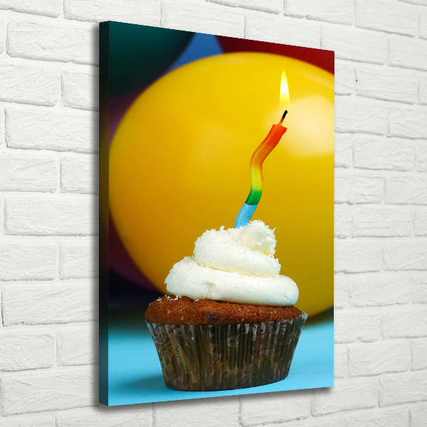 Verticaal schilderij op canvas Verjaardagscupcake