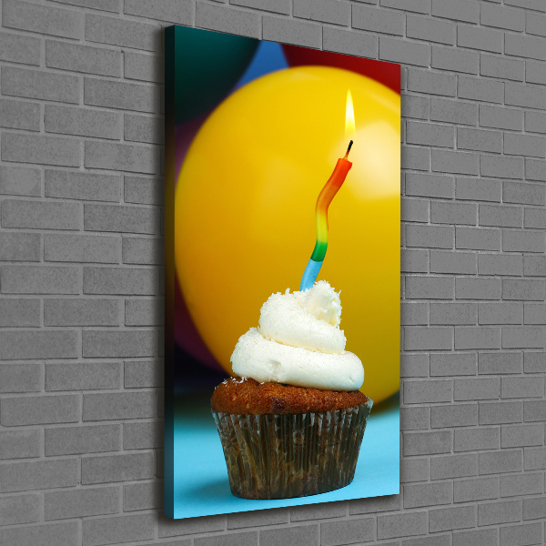 Verticaal schilderij op canvas Verjaardagscupcake