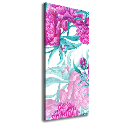 Verticaal schilderij op canvas Pioenrozen