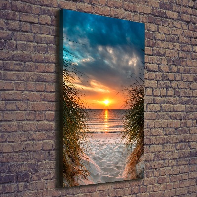 Verticale foto op canvas Zonsondergang aan zee