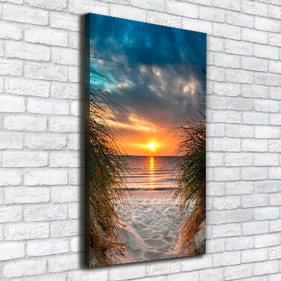 Verticale foto op canvas Zonsondergang aan zee