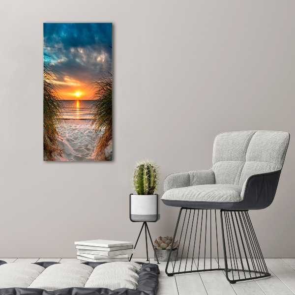 Verticale foto op canvas Zonsondergang aan zee