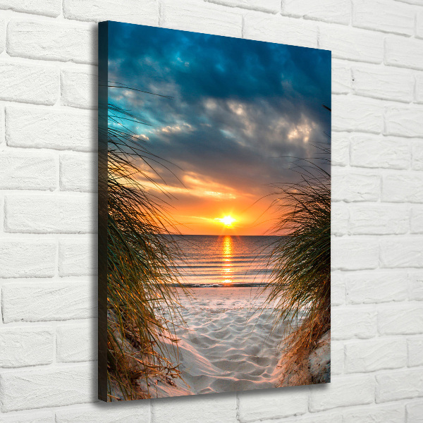 Verticale foto op canvas Zonsondergang aan zee