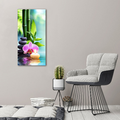 Verticaal canvasschilderij Orchidee en bamboe