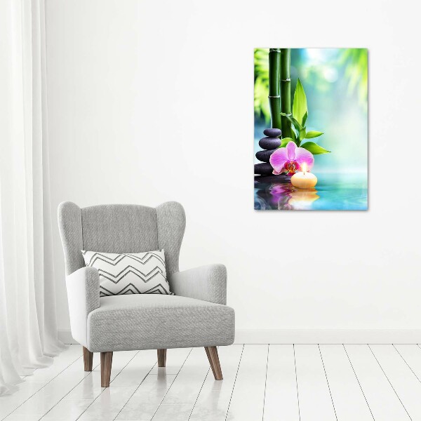 Verticaal canvasschilderij Orchidee en bamboe