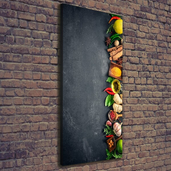 Verticale foto op canvas Specerijen en kruiden