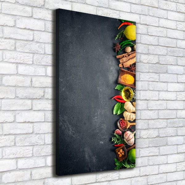 Verticale foto op canvas Specerijen en kruiden