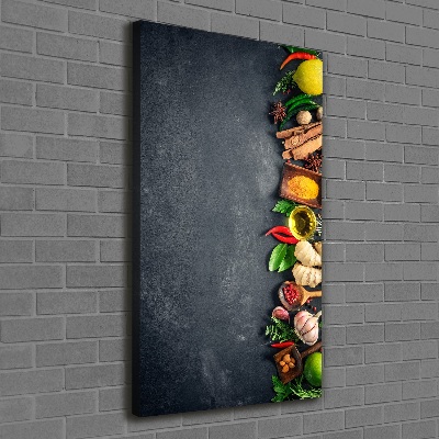 Verticale foto op canvas Specerijen en kruiden