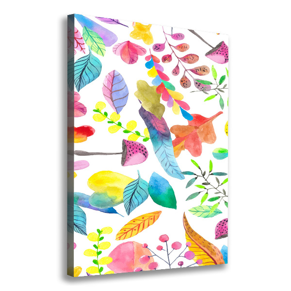 Verticale foto op canvas Bladeren en paddenstoelen