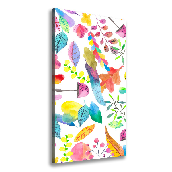 Verticale foto op canvas Bladeren en paddenstoelen