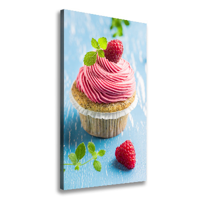 Verticaal canvasschilderij Frambozen cupcake