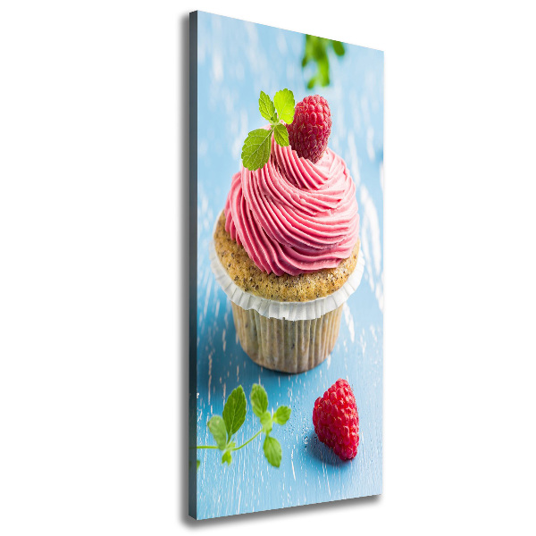 Verticaal canvasschilderij Frambozen cupcake