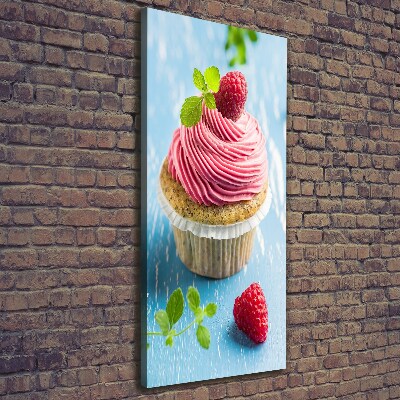 Verticaal canvasschilderij Frambozen cupcake
