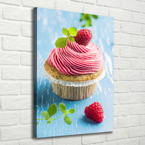 Verticaal canvasschilderij Frambozen cupcake