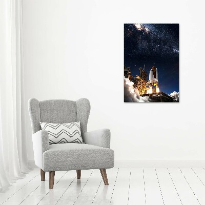 Verticaal schilderij op canvas Raket die opstijgt
