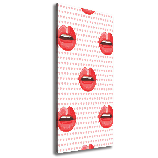 Verticaal schilderij op canvas Rode lippen
