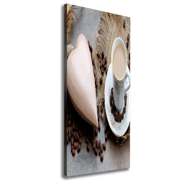 Verticale foto op canvas Koffie en hart