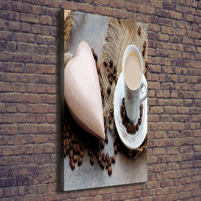 Verticale foto op canvas Koffie en hart