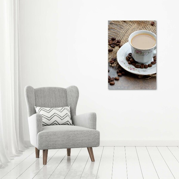 Verticale foto op canvas Koffie en hart