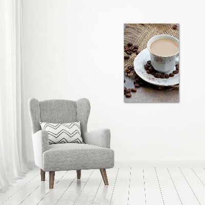 Verticale foto op canvas Koffie en hart