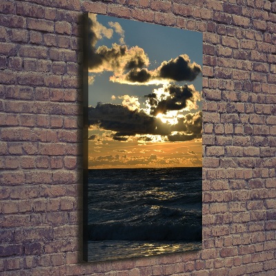 Verticale canvasfoto Zonsondergang aan zee