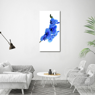 Verticaal schilderij op canvas Blauwe orchidee